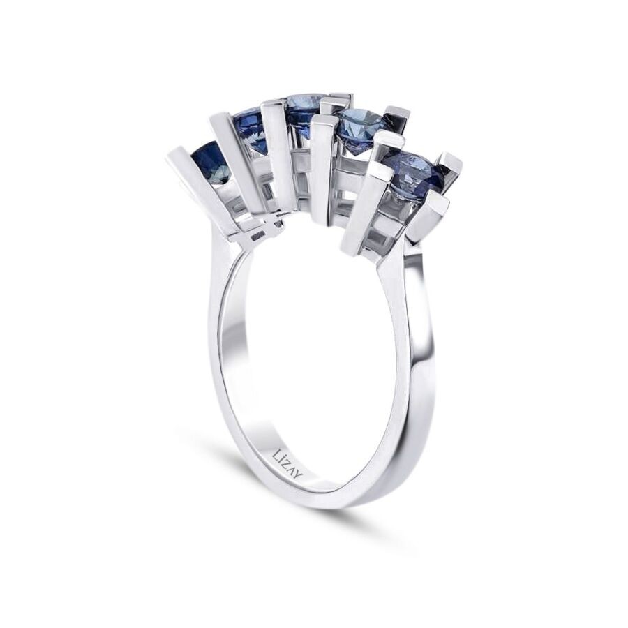 2.71 Carat Diamond Five-Stone Sapphire Ring