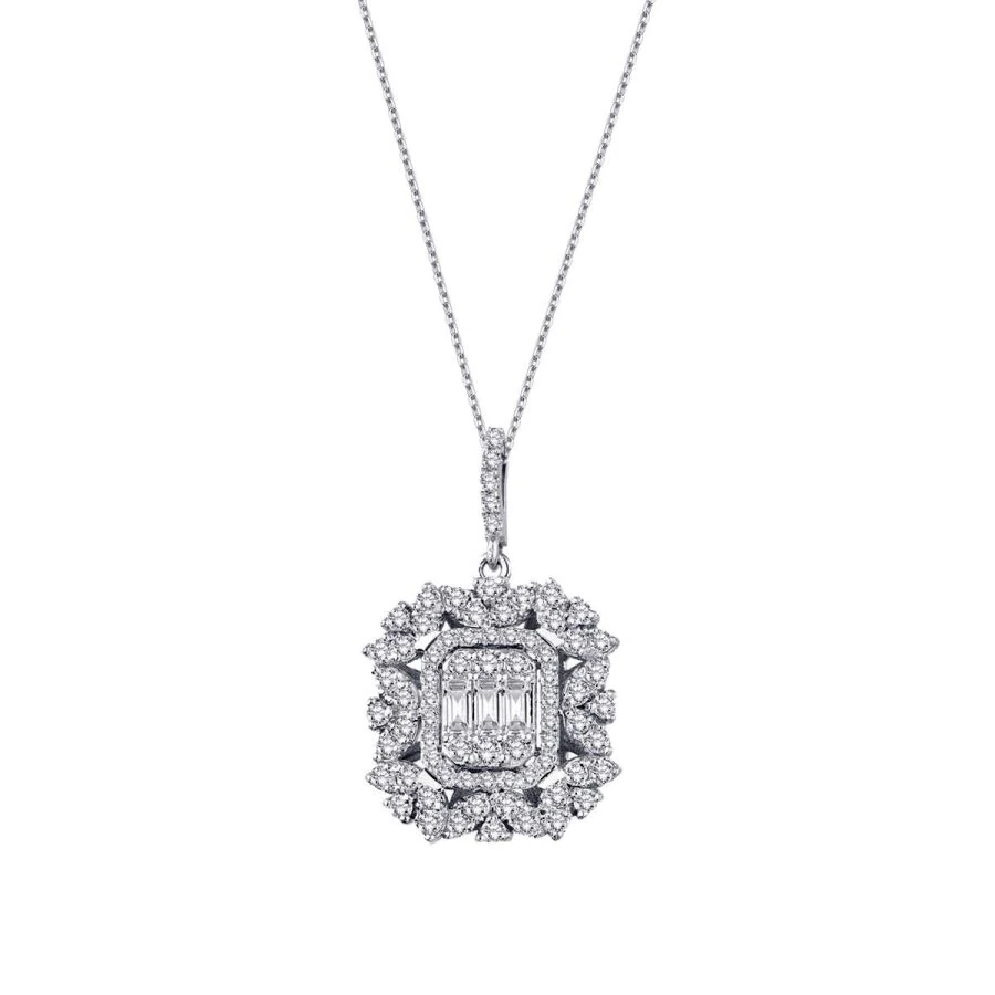 1.31 Carat Diamond Baguette Necklace