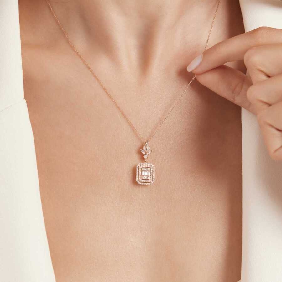 0.43 Carat Diamond Baguette Necklace