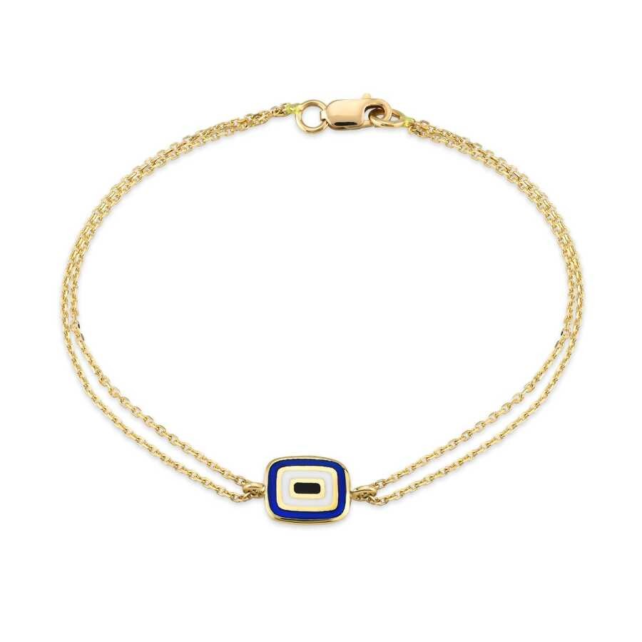 Gold Evil Eye Double Chain Bracelet