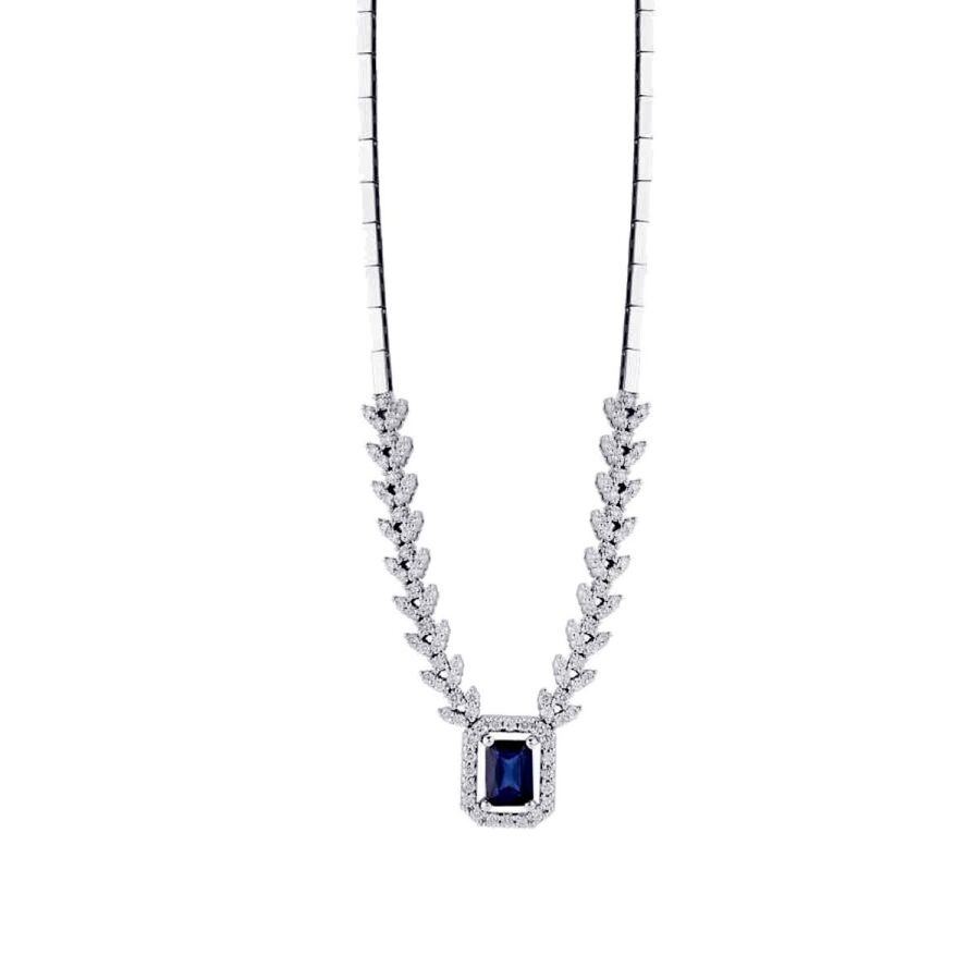 2.26 Carat Diamond Sapphire Necklace
