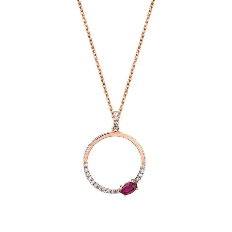 0.47 Carat Diamond Ruby Hoop Necklace