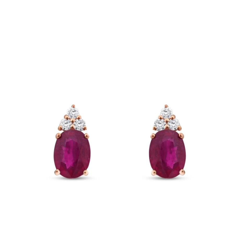 3.96 Carat Diamond Ruby Earrings