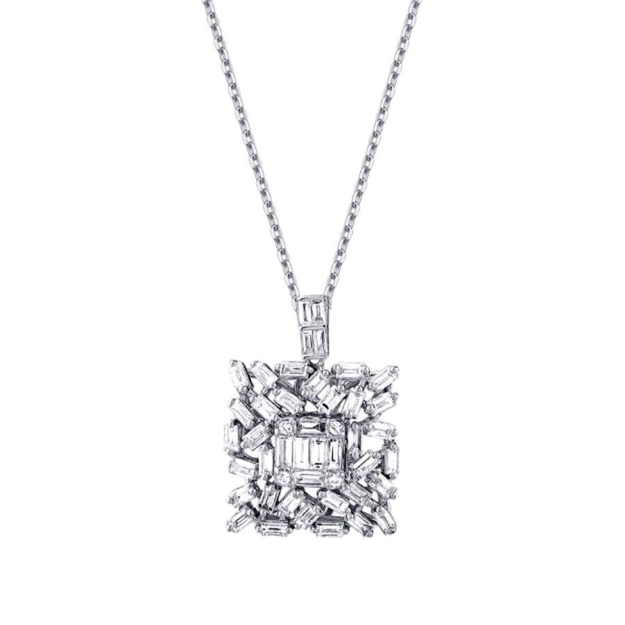 1.29 Carat Diamond Baguette Necklace