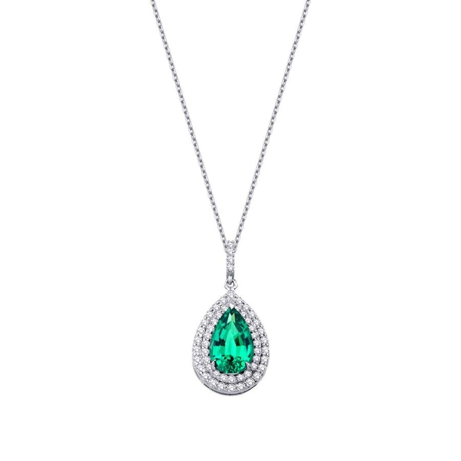 0.47 Carat Diamond Emerald Necklace