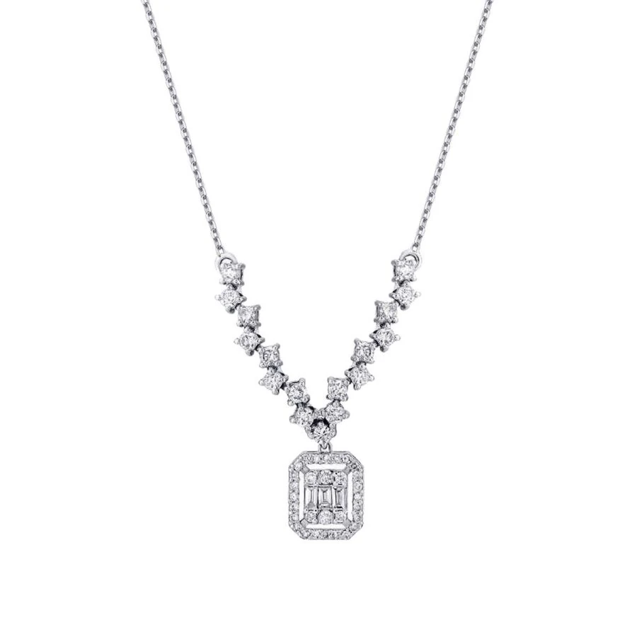 0.57 Carat Diamond Baguette Necklace