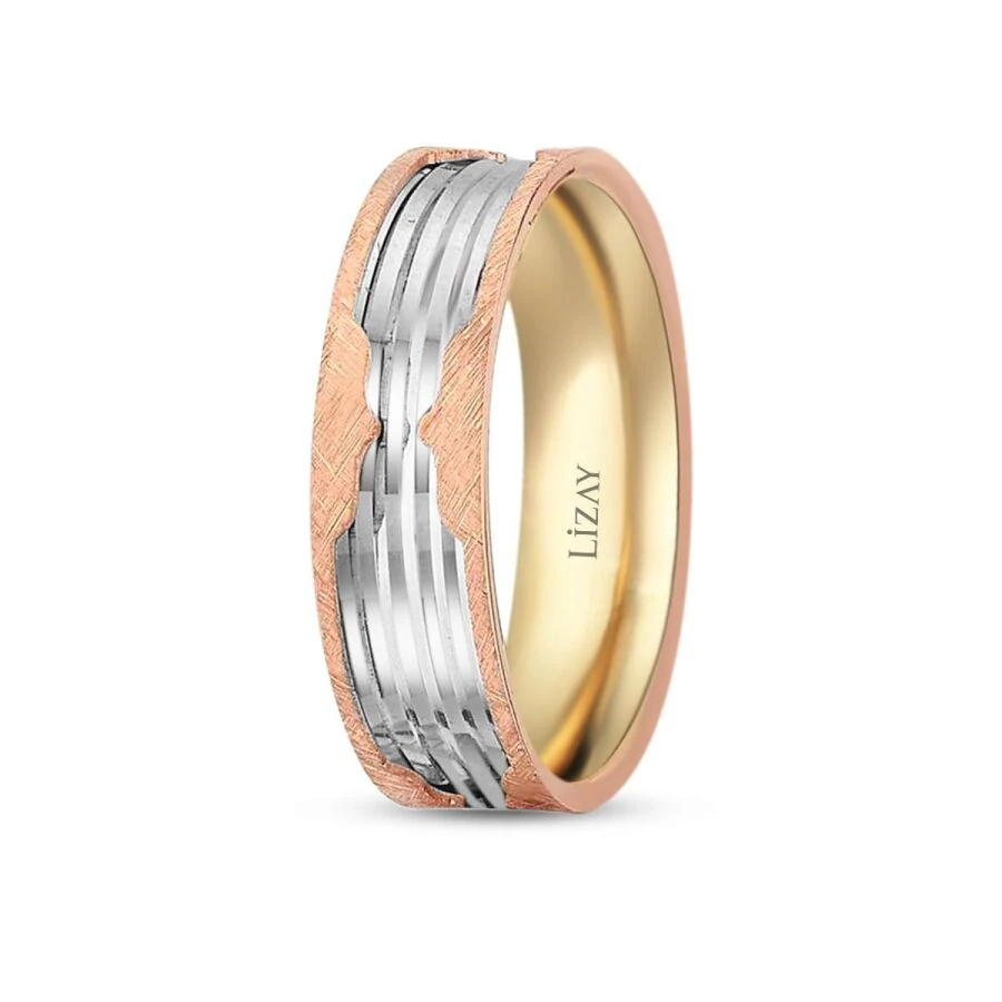 Gold Two-Tone Modern Wedding Band