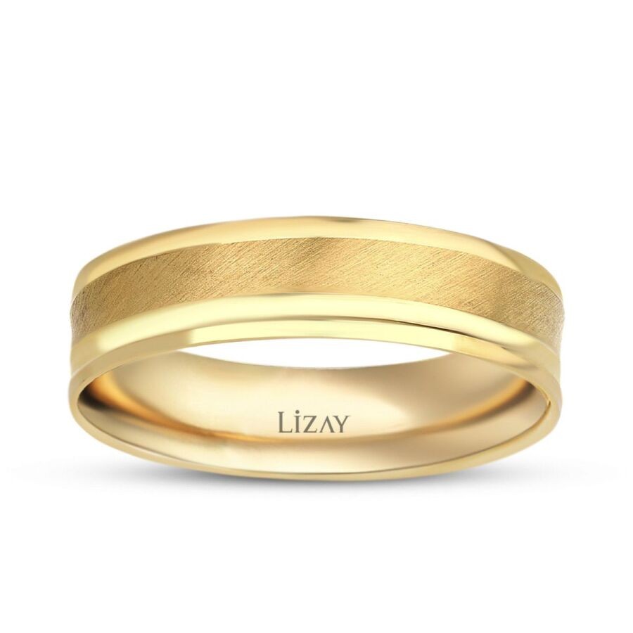 Gold Matte Textured Wedding Band