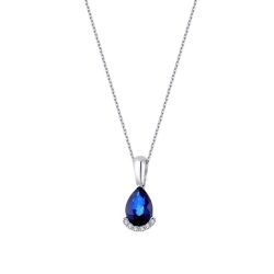 0.91 Carat Diamond Pear Sapphire Necklace