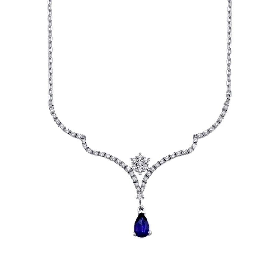 0.49 Carat Diamond Sapphire Necklace