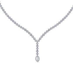 Gold Marquise Tennis Necklace