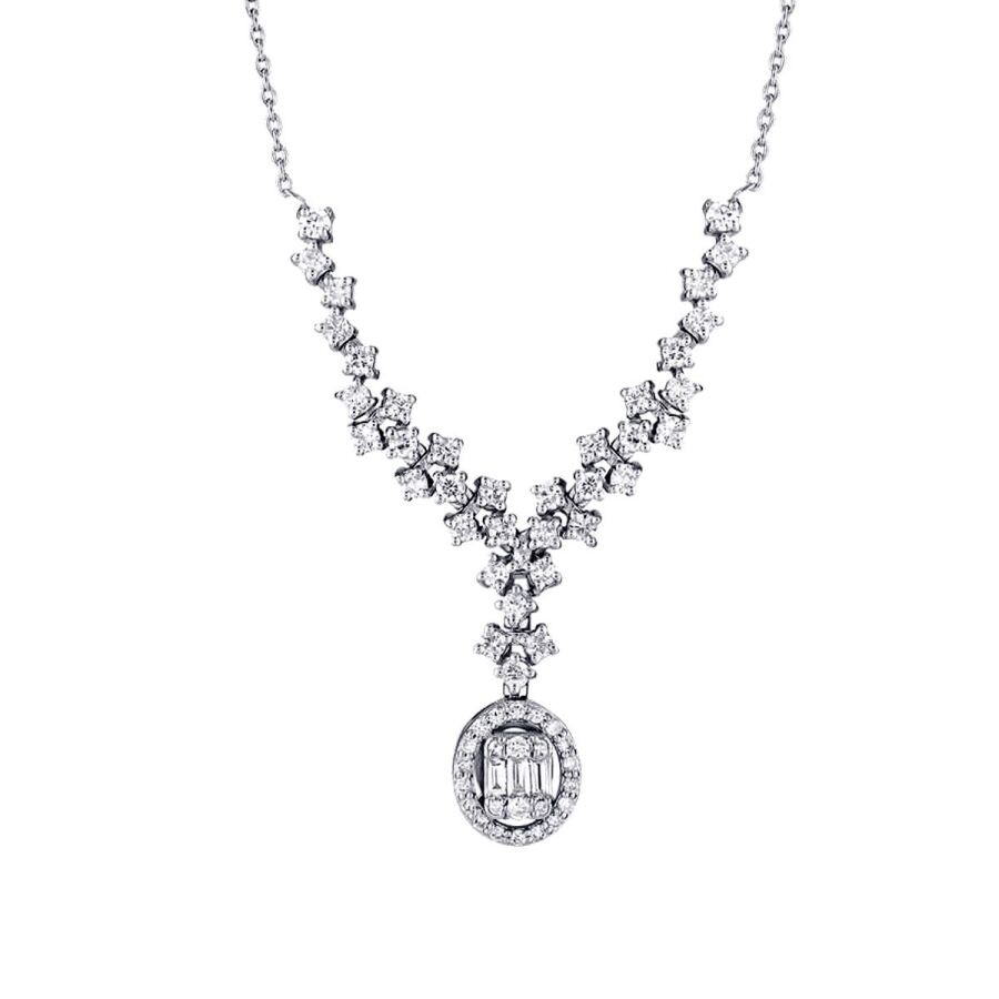 0.90 Carat Diamond Baguette Necklace