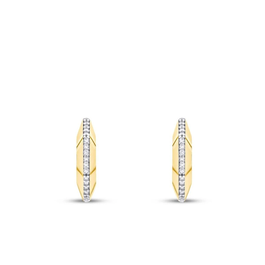 Gold Row Stone Hoop Earrings