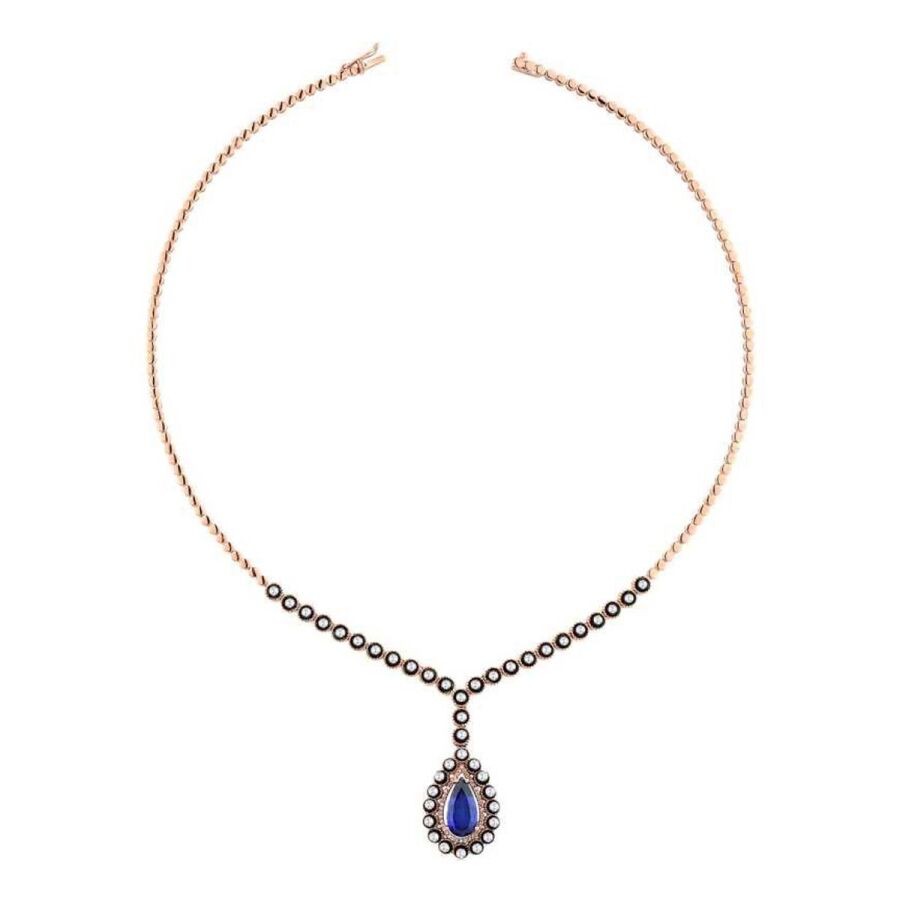 5.29 Carat Diamond Sapphire Necklace