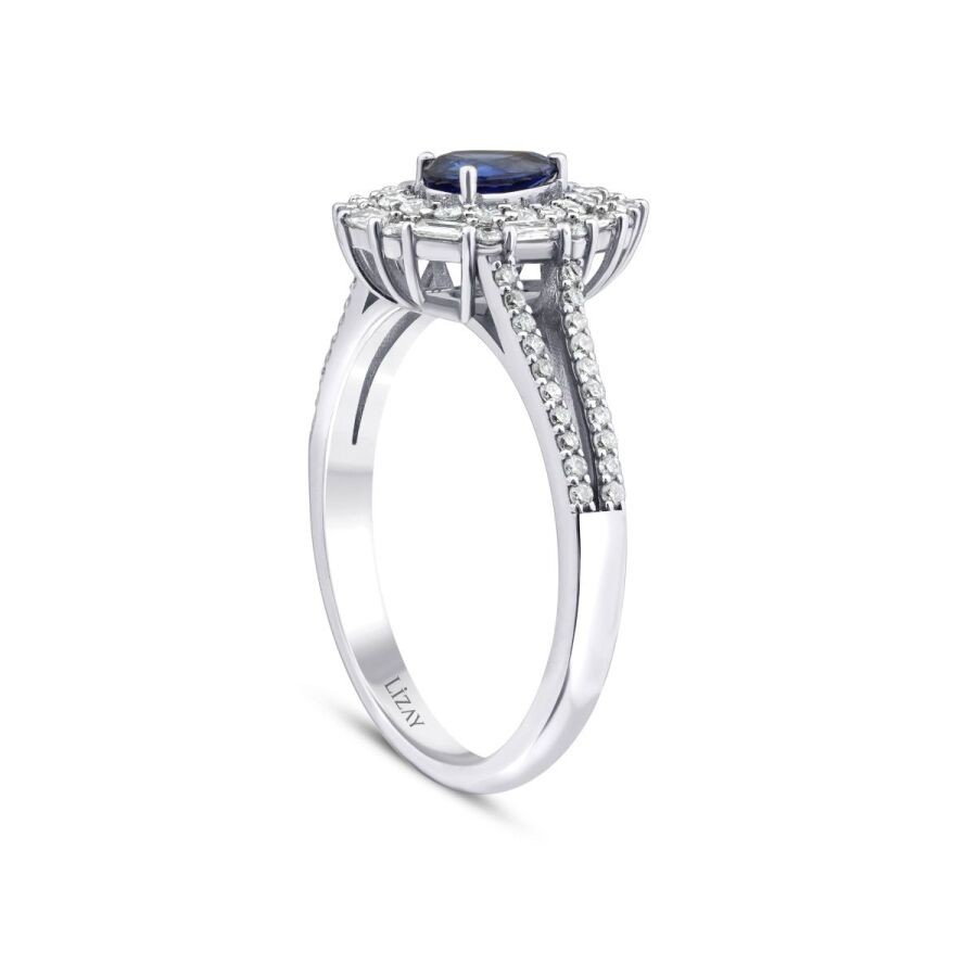 1.30 Carat Diamond Pear Sapphire Ring