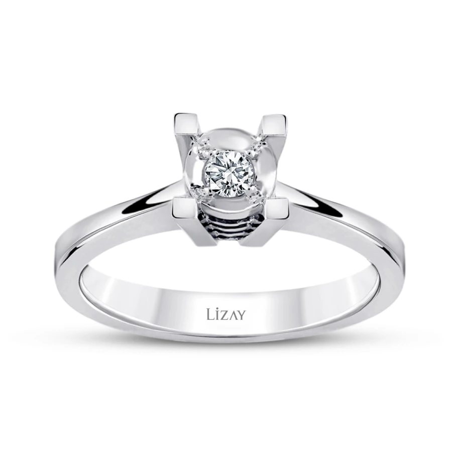 1.00 Carat-Style Diamond-Effect Round Solitere Engagement Ring