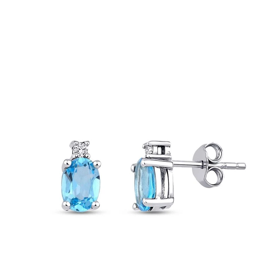 1.89 Carat Diamond Blue Topaz Earrings