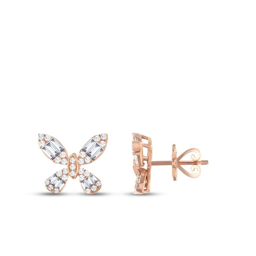0.58 Carat Diamond Baguette Butterfly Earrings