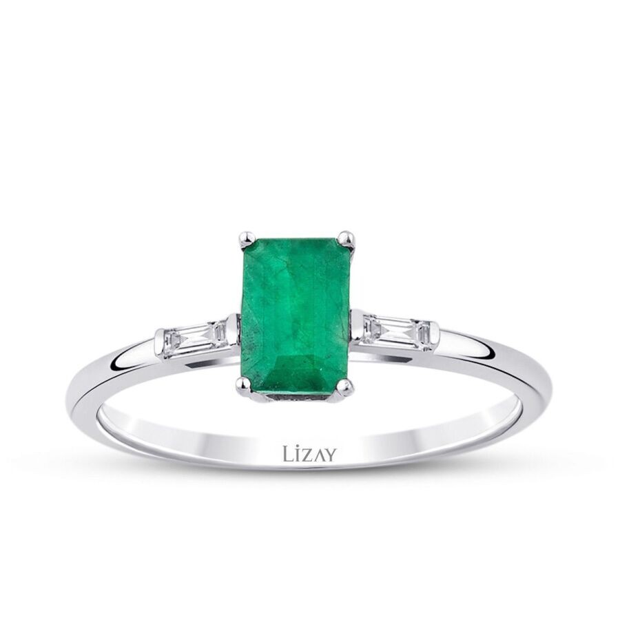 0.59 Carat Diamond Emerald Ring