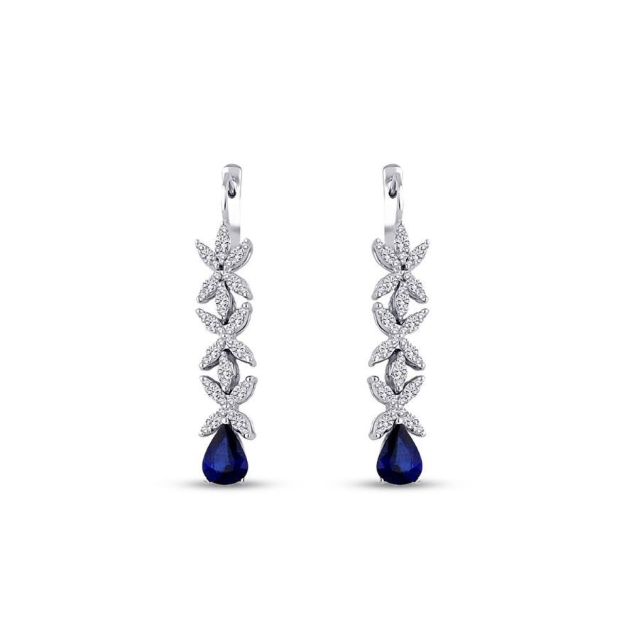 3.51 Carat Diamond Sapphire Earrings