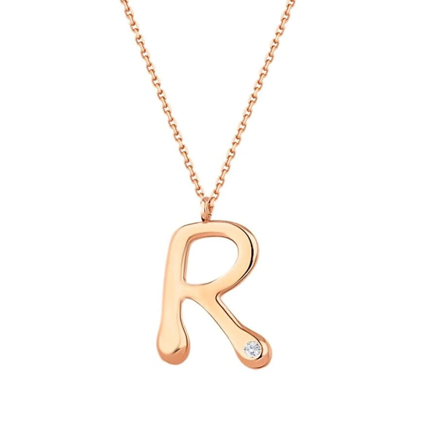 0.02 Carat Diamond Letter R  Necklace