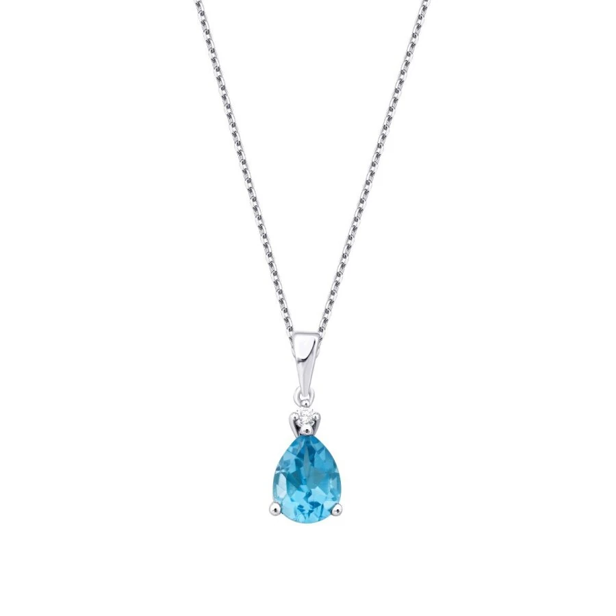 0.82 Carat Diamond Blue Topaz Necklace
