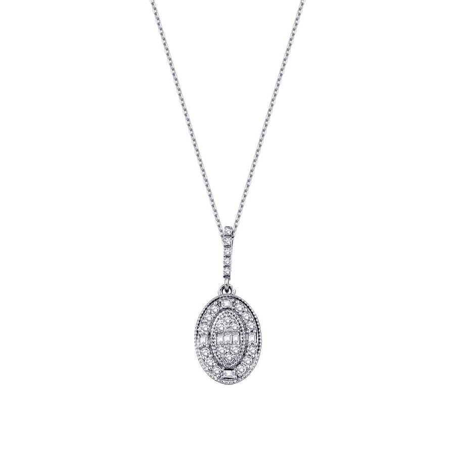 0.19 Carat Diamond Baguette Necklace
