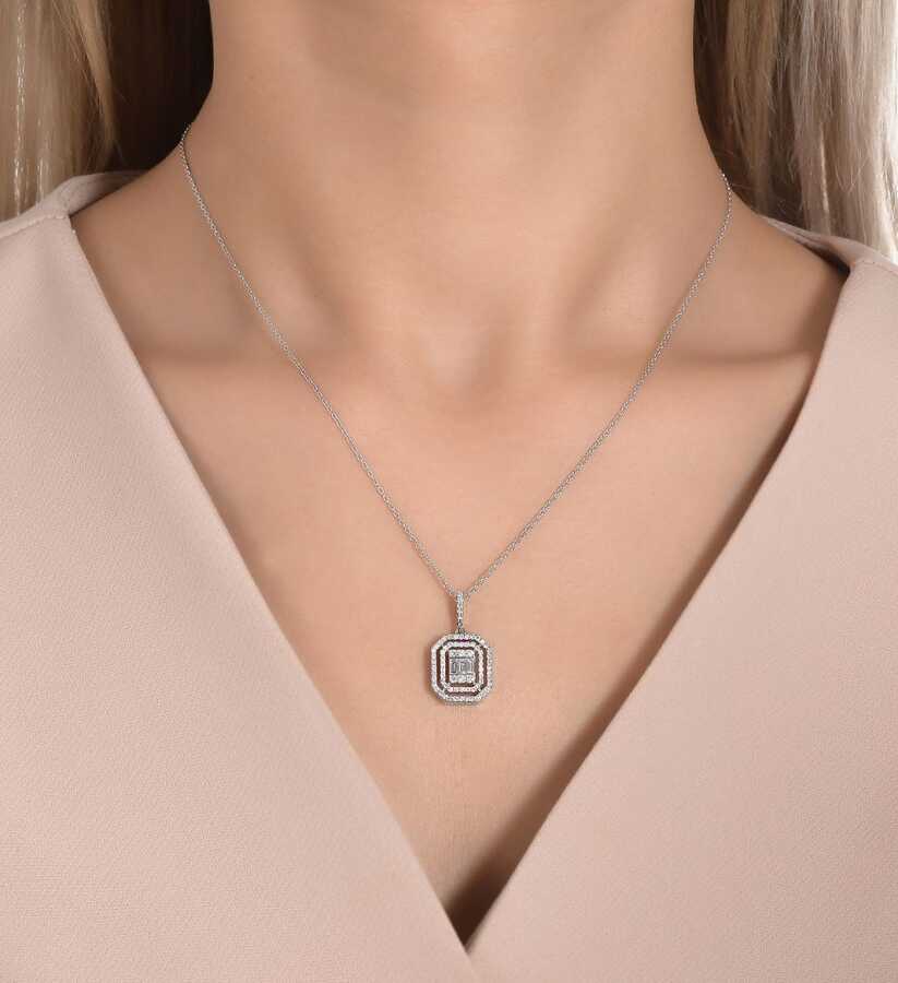 0.42 Carat Diamond Baguette Necklace