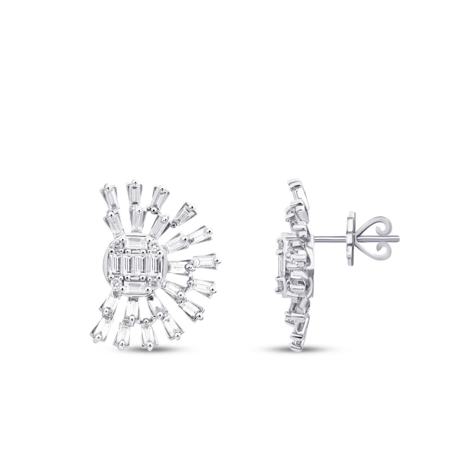 1.42 Carat Diamond Baguette Earrings