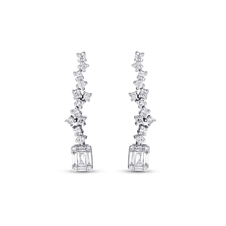 0.74 Carat Diamond Baguette Earrings