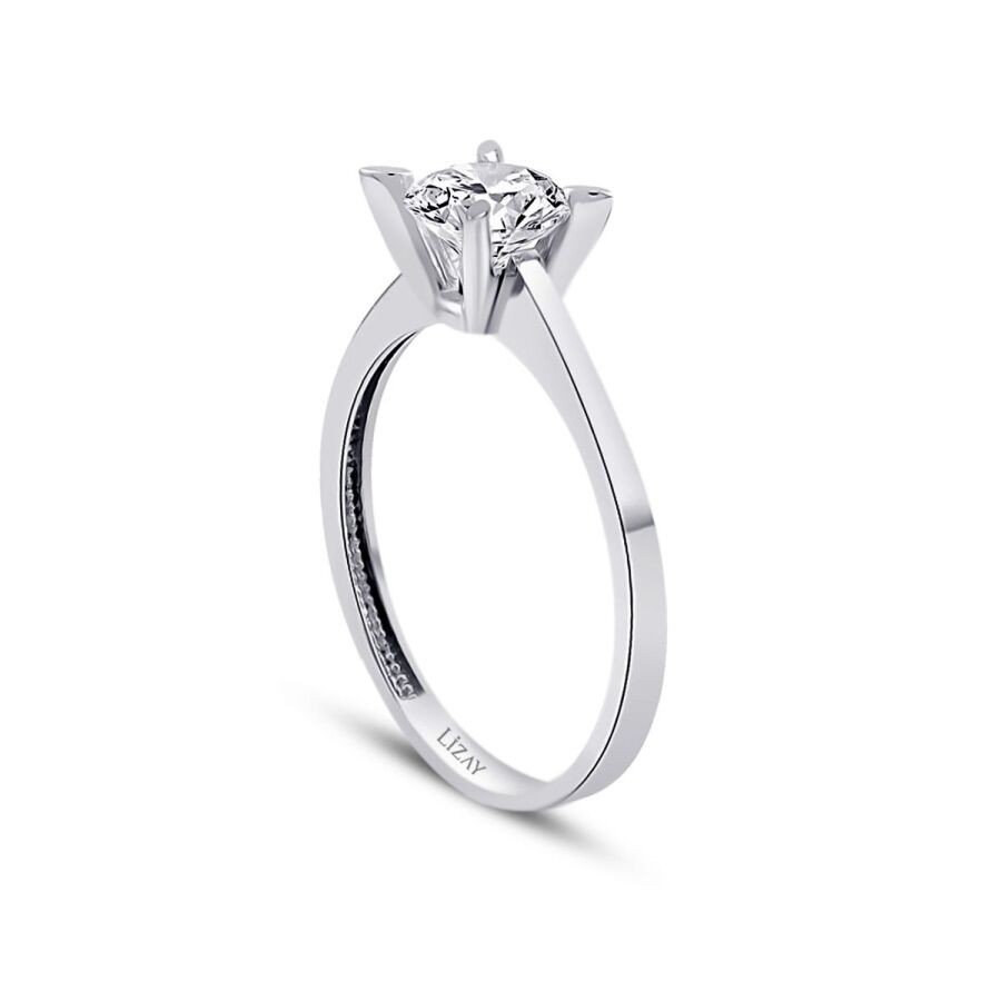 Gold Round Solitaire Engagement Ring