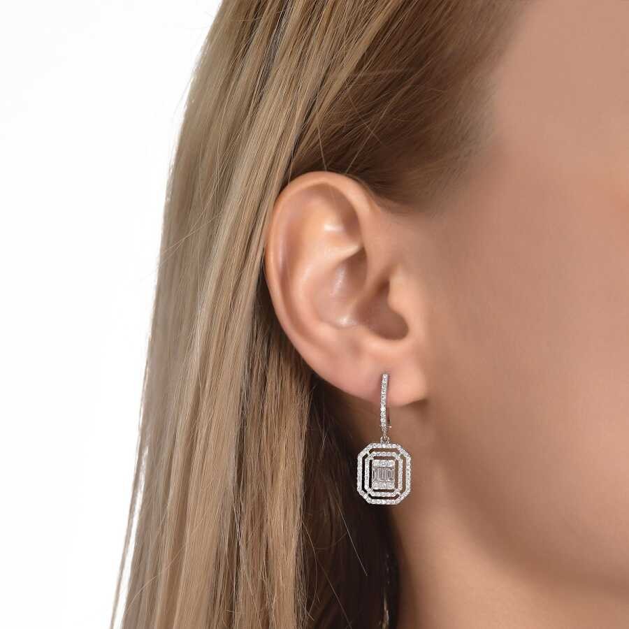 0.76 Carat Diamond Baguette Earrings