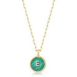 Goldene Grüne Emaille Buchstaben Halskette