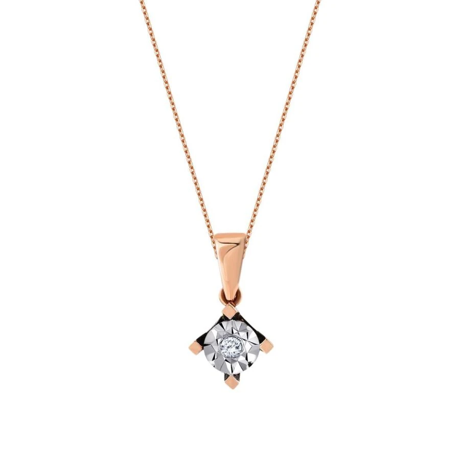 0.02 Carat Diamond Solitaire Rose Necklace