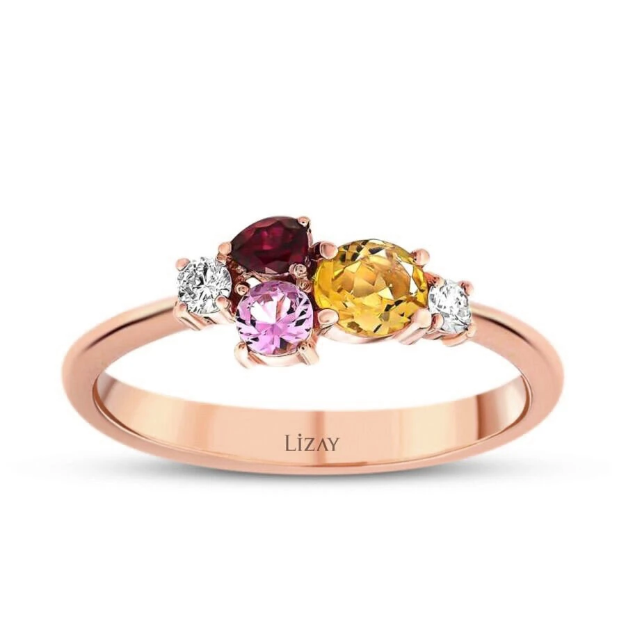 0.64 Carat Diamond Colored Stone Ring