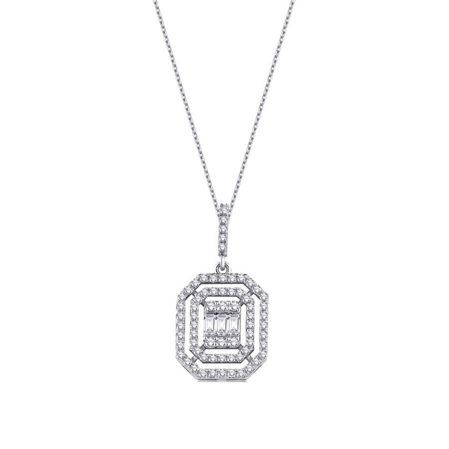 0.42 Carat Diamond Baguette Necklace