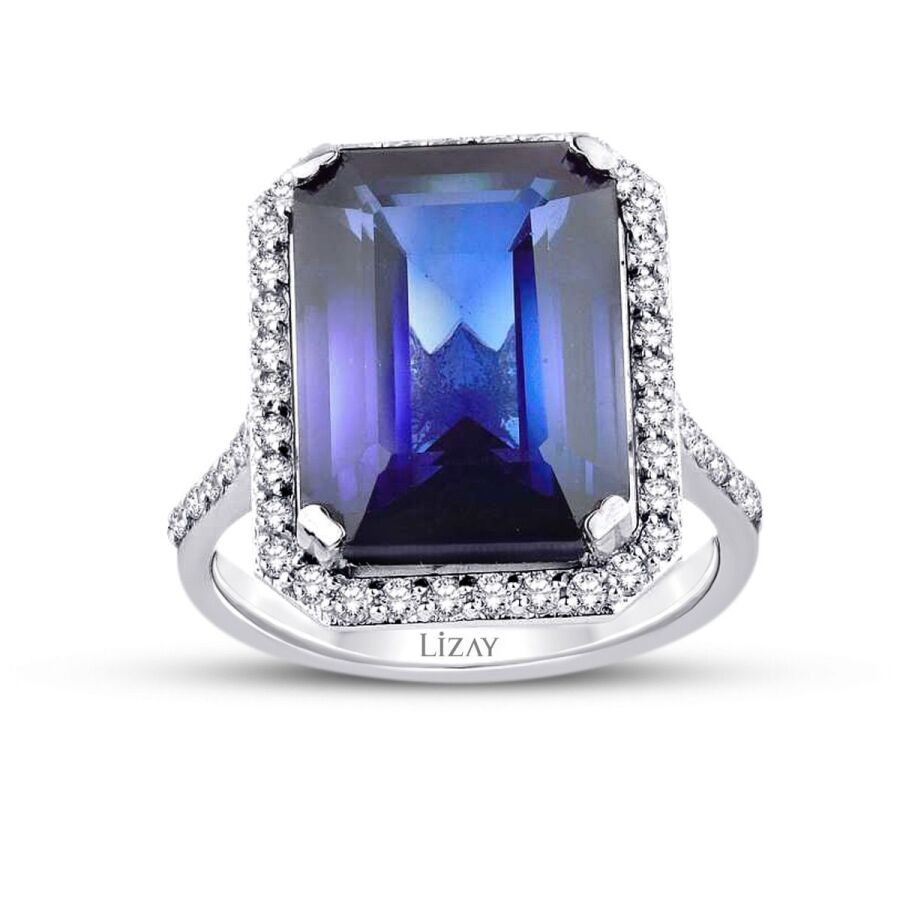 10.63 Carat Diamond Sapphire Ring