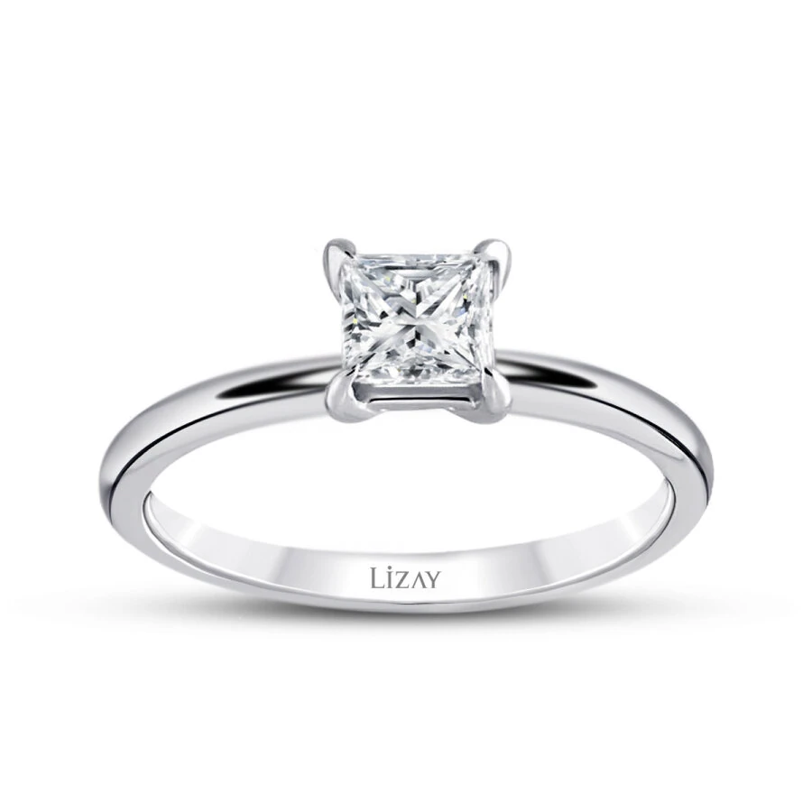 0.80 Carat Diamond Princess Solitaire Engagement Ring