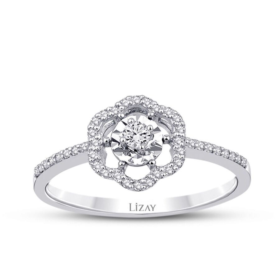 0.18 Carat Diamond Flower Ring