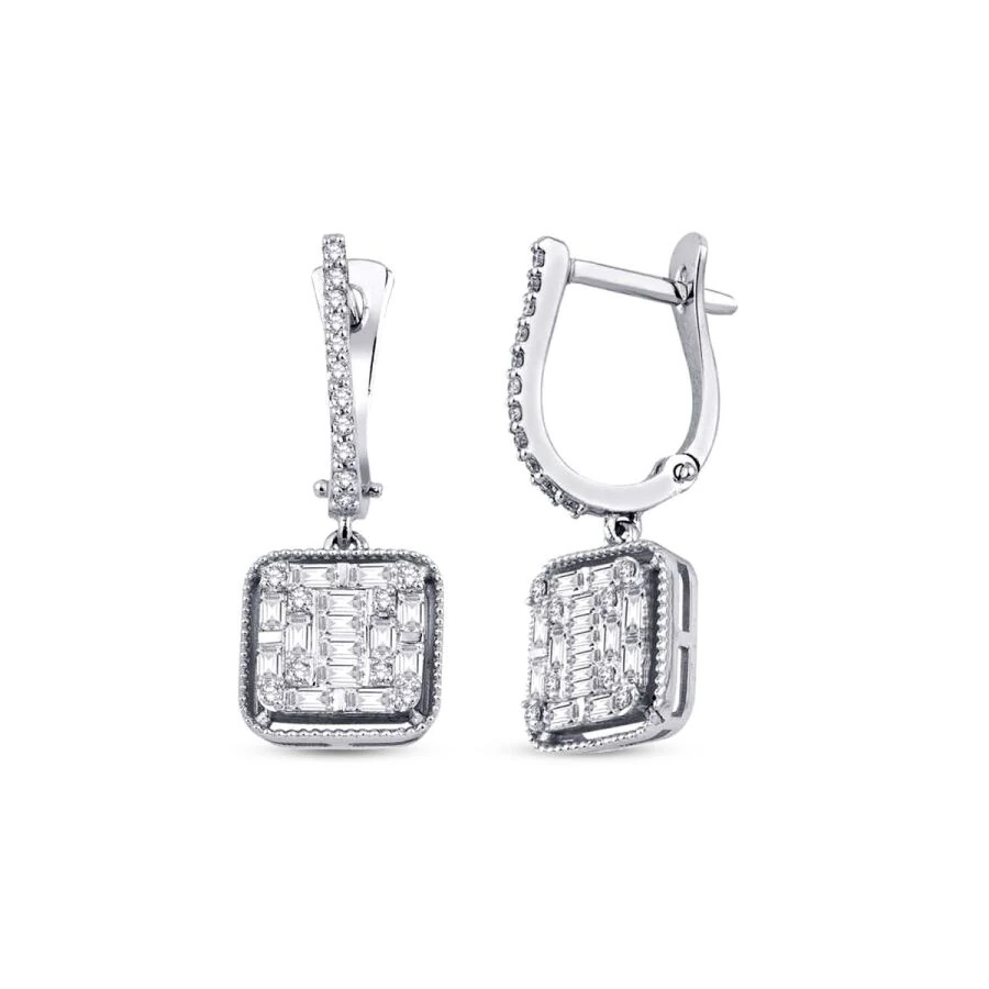 0.70 Carat Diamond Baguette Earrings