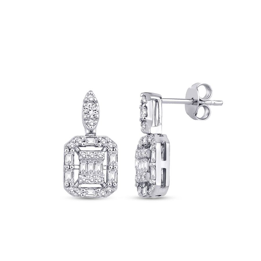 0.69 Carat Diamond Baguette Earrings