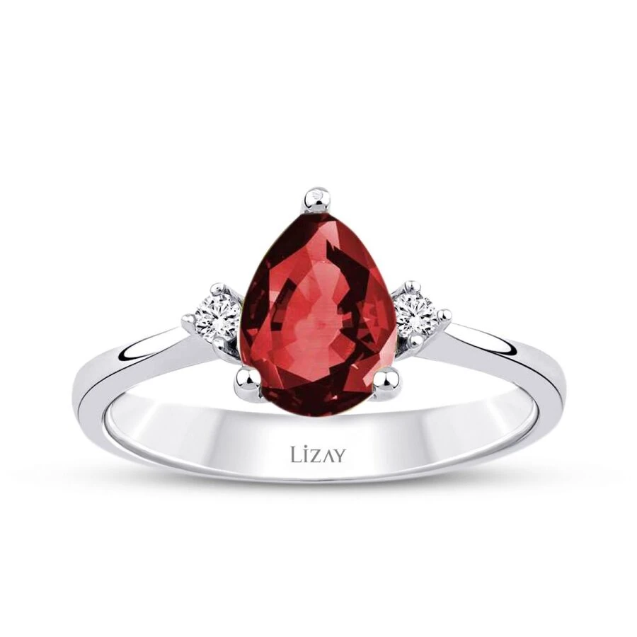 1.40 Carat Diamond Pear Ruby Ring