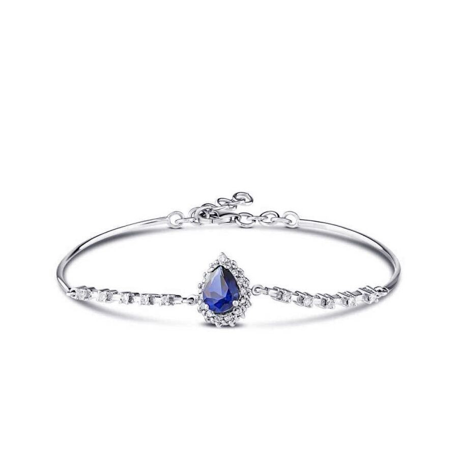 1.88 Carat Diamond Pear Sapphire Bangle