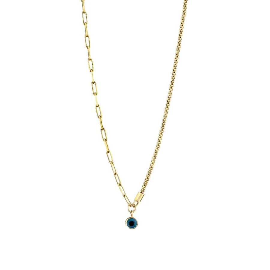 Gold Evil Eye Paperclip Necklace