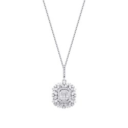 0.46 Carat Diamond Baguette Necklace
