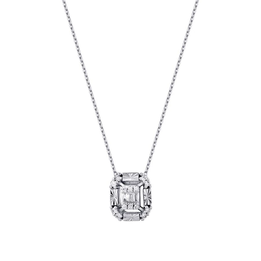 0.09 ct. Diamant Effekt Baguette Halskette