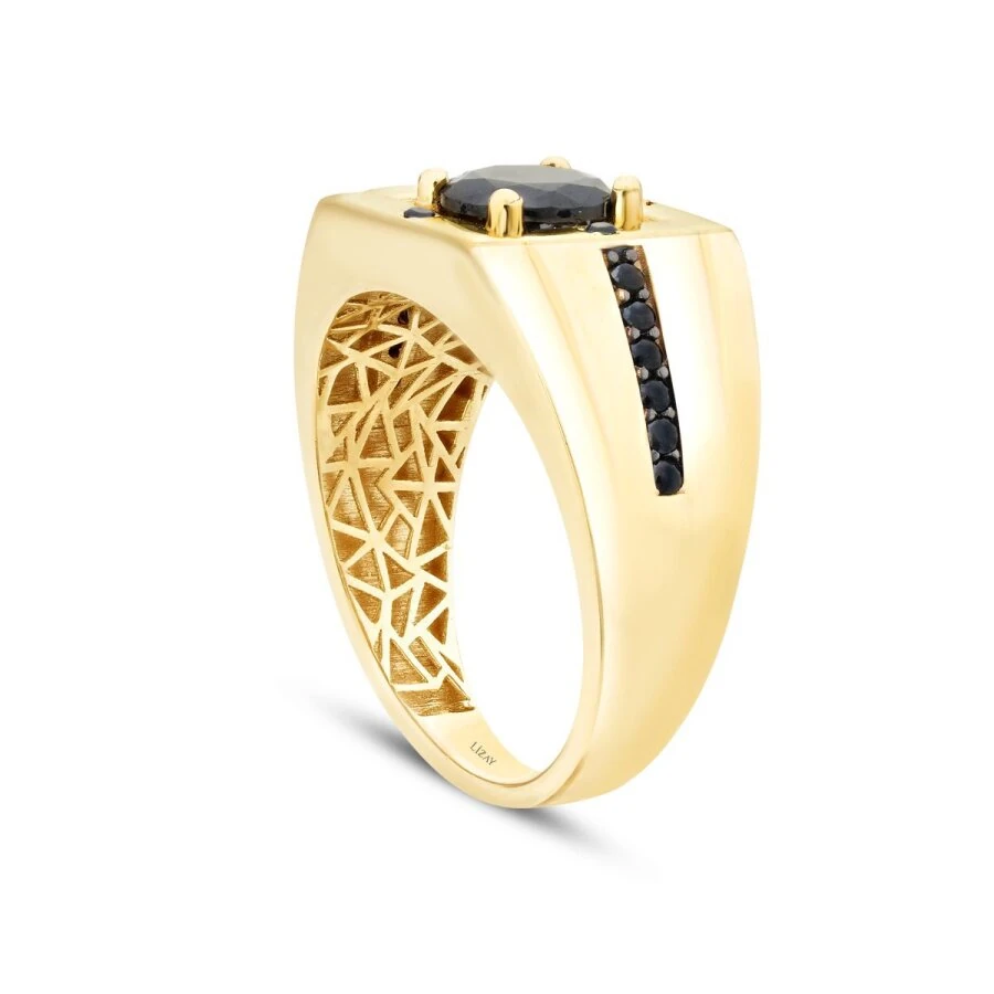 Gold Large Black Stone Men’s Ring