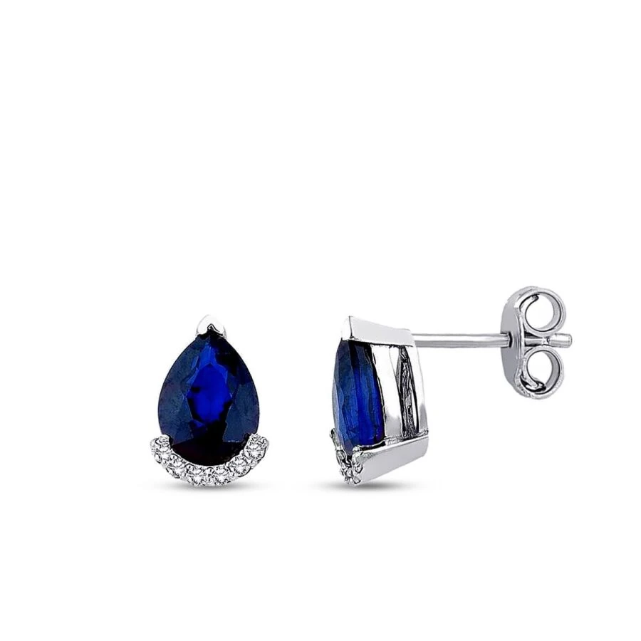 1.55 Carat Diamond Sapphire Earrings