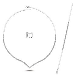Gold Double Row Stone Tennis Set
