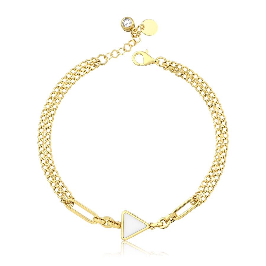 White Gold Enamel Triangle Bracelet